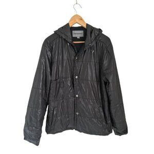 JOHNSTON&MURPHY Light Weight Hood Jacket Black Front Pockets Lined Size Large